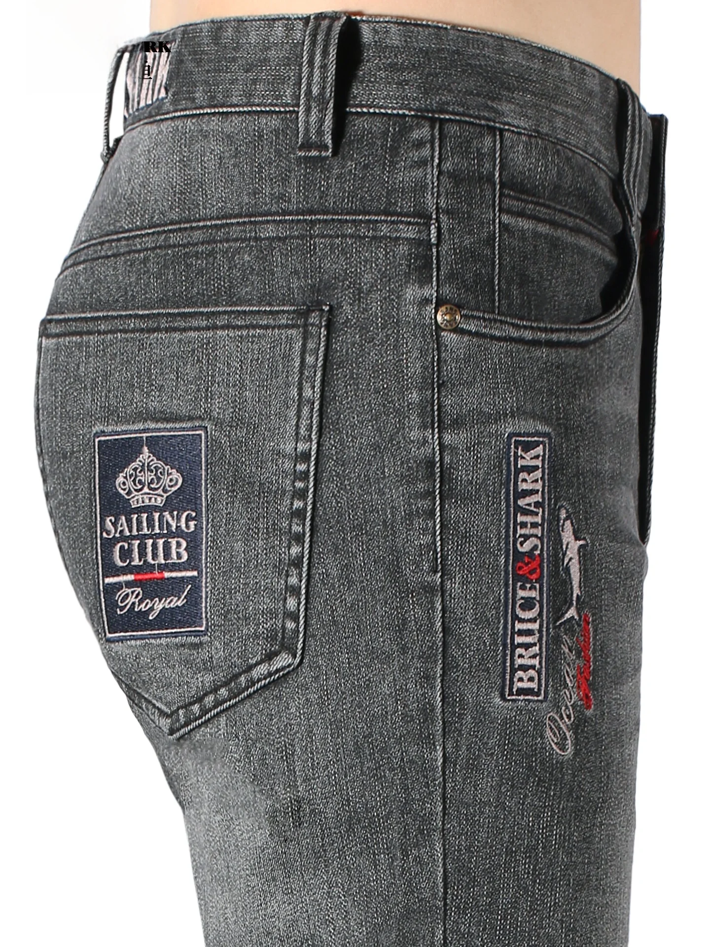 

Men's Autumn Winter Thiened Embroidered Loose Straight Leg Jeans Casual Comfortable Breathable Wear Resistant Faionable