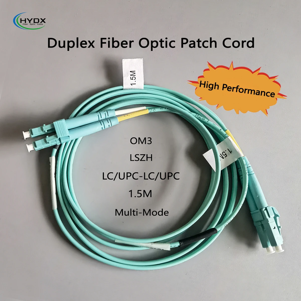 1.5m LC-LC Fiber Optic Cable MM OM3/50/125 LSZH Duplex Fiber Optic Patch Cord, Low Insertion & High Return Loss, Network Cable