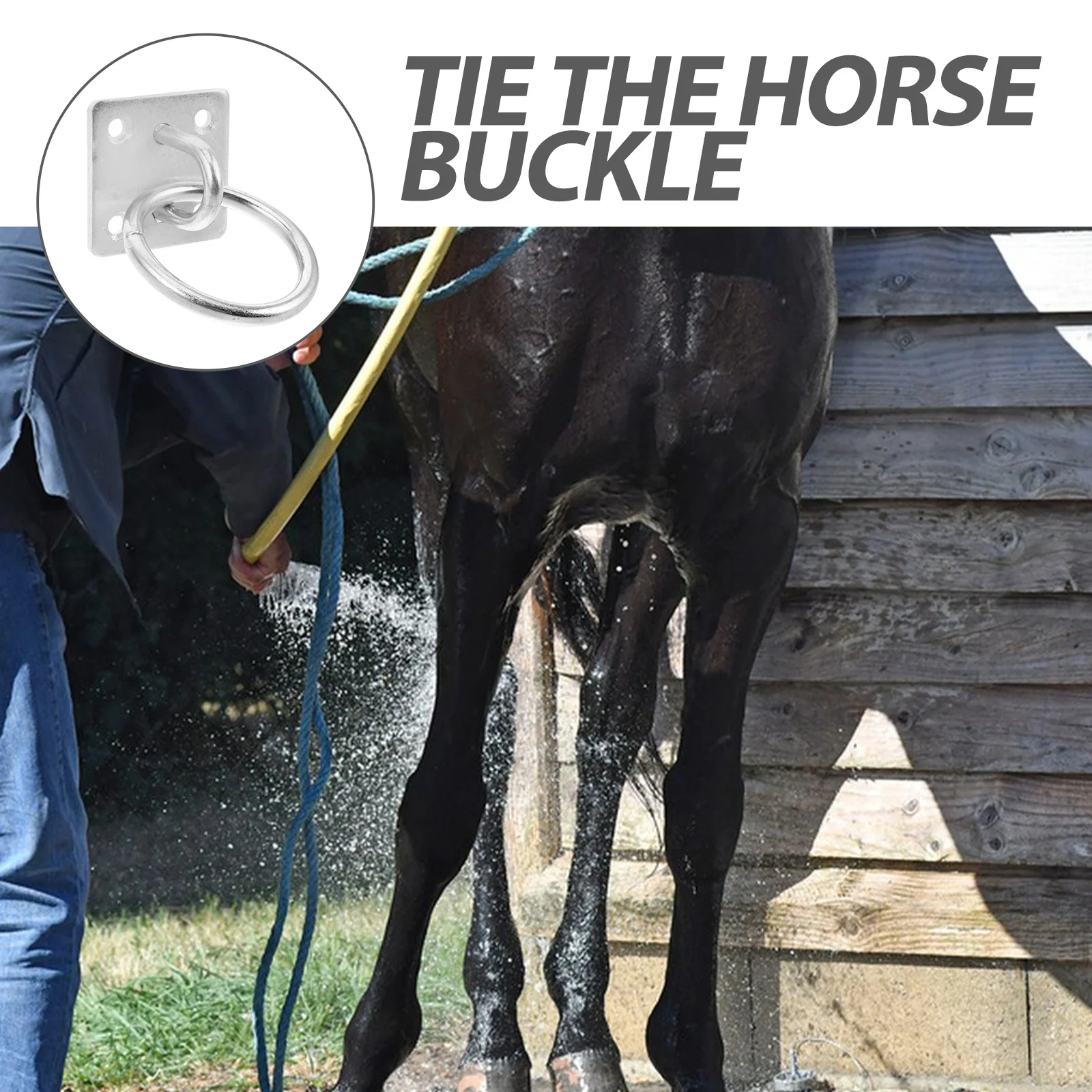 

Heavy Duty Horse Tie Ring Adjustable Antislip Steel Ring for Stable Barn Trailer Cross Tying Grooming Training Equestrian