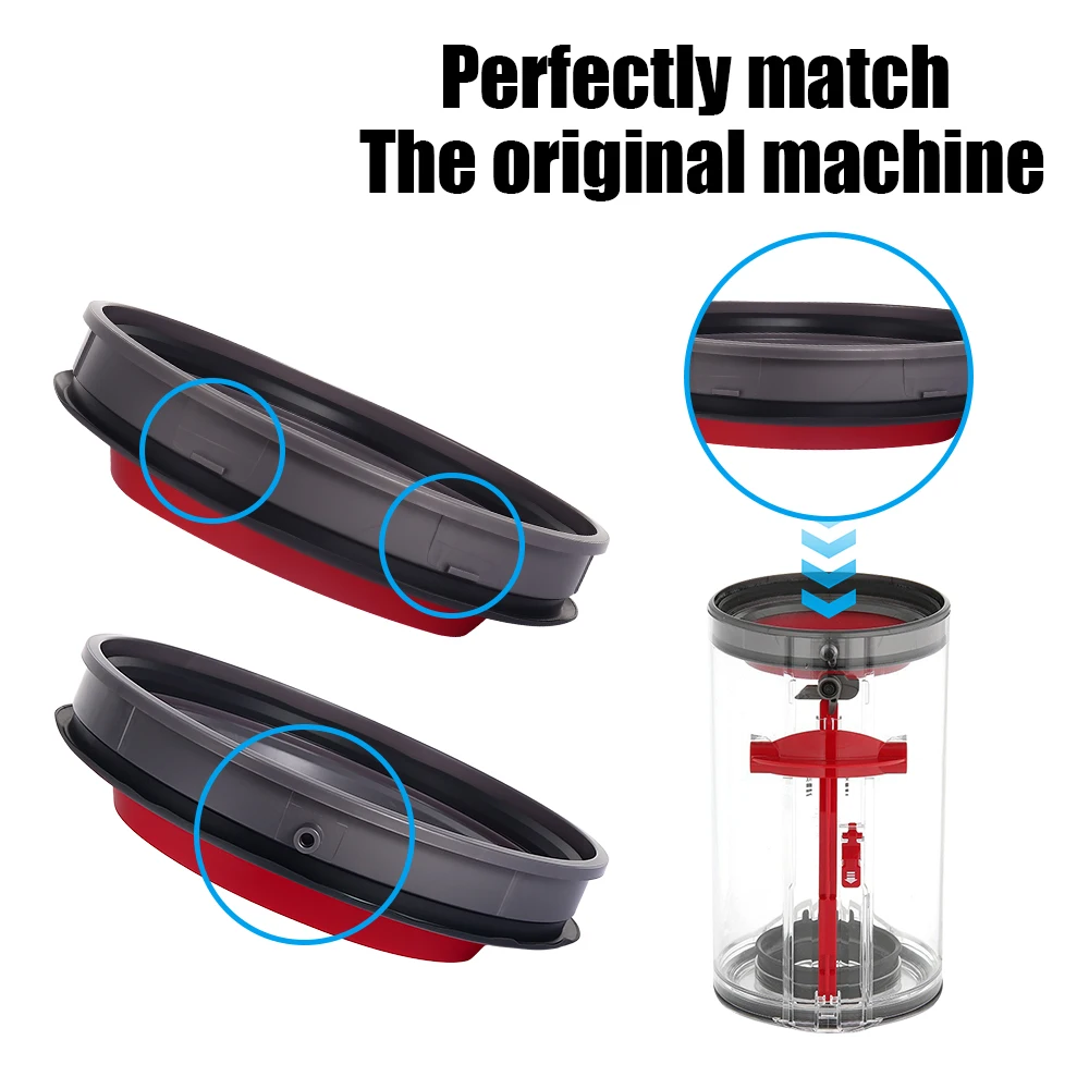 Anel de vedação fixo superior para aspirador de pó dyson v10 sv12 (com ferramenta t8) copo de sujeira tampa inferior vedação anel de borracha encaixe