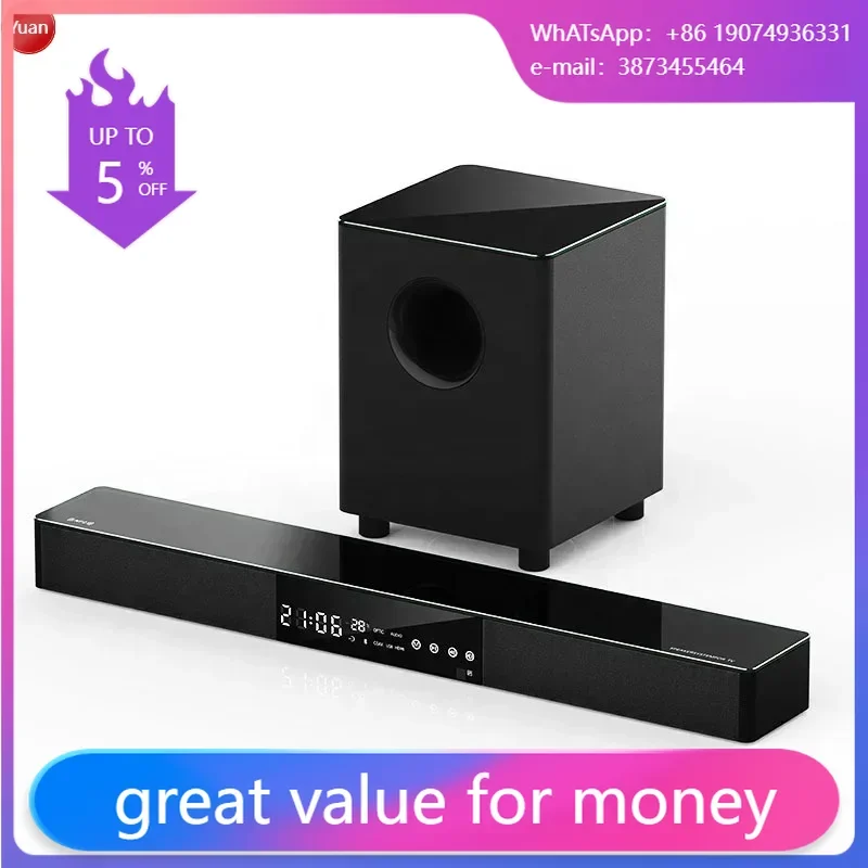 

120W Sound Bar With Subwoofer 2.1 CH Sound Bars For TV 31 Inch Soundbar TV Speakers With LED Display, Home Theater Audio
