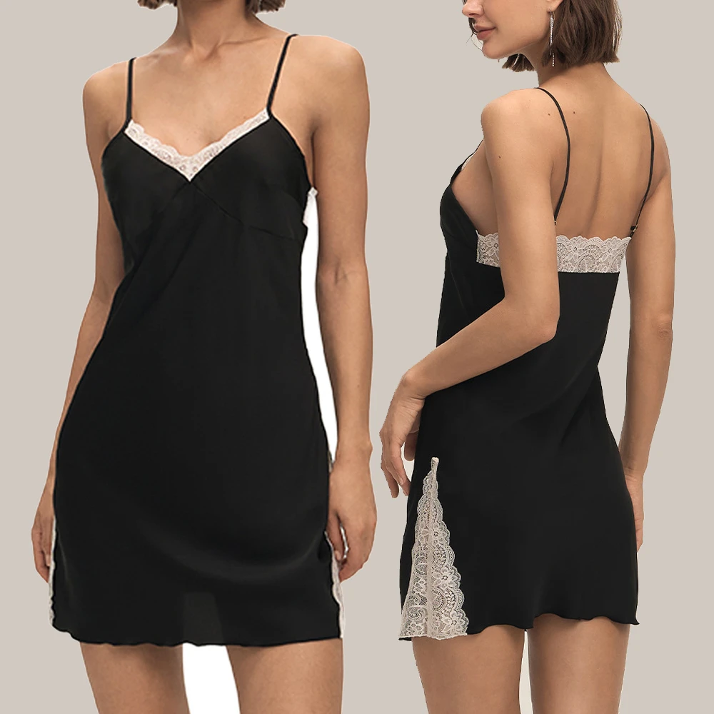 

2026 Summer New Sexy Intimate Lingerie Ladies Suspender Nightgown Home Dress Sexy Lace Patchwork Nightdress Chemise Sleepwear