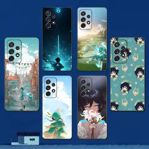 Cute V-Venti B-Barbatos Phone Case For Samsung S22,S21,S20,S10,S9,S25,S24,S23,Ultra,FE,Plus,Lite,Soft Silicone Black Cover