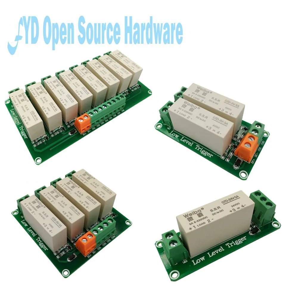 1 2 4 8 Channel Low-level trigger solid state relay module DC control DC single phase relay solid state 5A