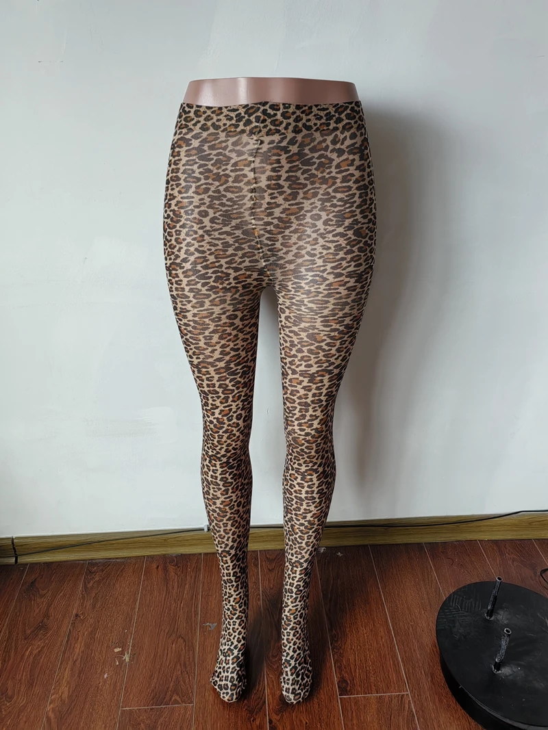 STYLISH LADY Leopard Printed Footed Pants 2025 Autumn Women High Waist Sexy Club Party Yoga Sports Skinny Pants Leggings