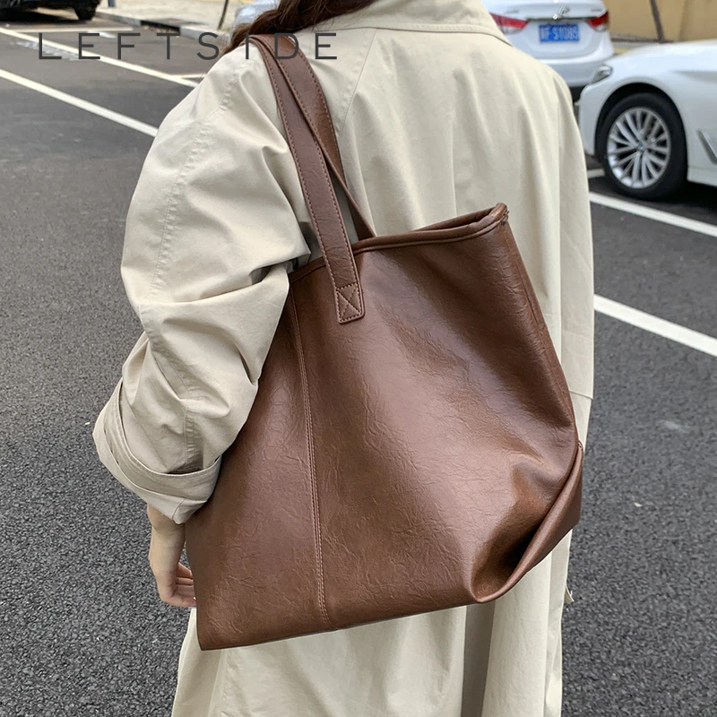 

LEFTSIDE PU Leather Shoulder Bags for Women 2025 Luxury Designer Tote Bag Females Fashion Underarm Bags Handbags and Purses