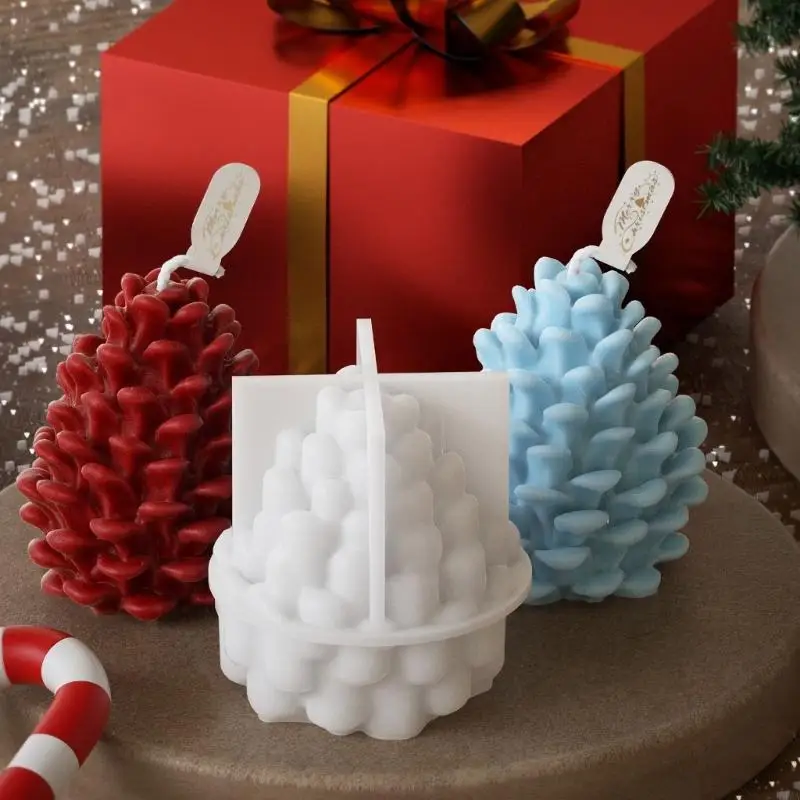 3D Christmas Pine Cone Silicone Mold Flexible Soap Cake Chocolate Molds for Home Decorations