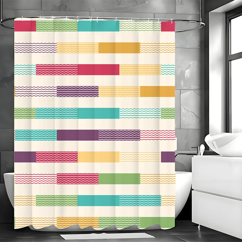 

Простая занавеска для душа с цветными полосками, моющаяся грязеотталкивающая насадка для душа, водонепроницаемая полиэстеровая занавеска для ванны для домашнего декора