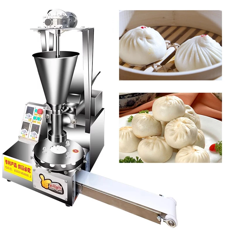 Máquina comercial pequena totalmente automática de pão cozido no vapor, imitação elétrica multifuncional, fritura e enchimento de pão cozido no vapor feito à mão