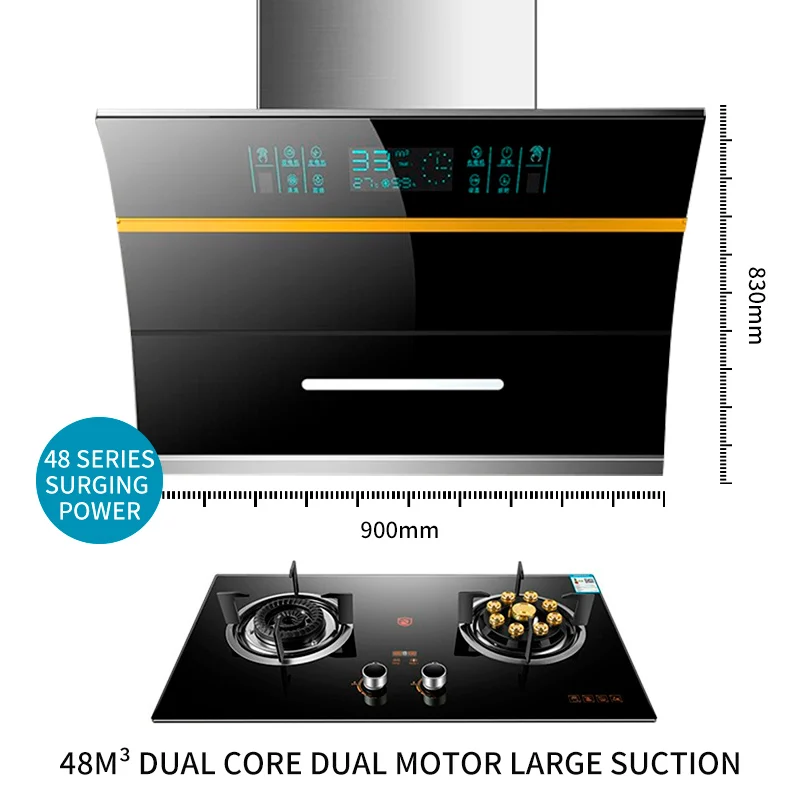 شفاط المطبخ الزجاجي الجانبي جدار المطبخ المنزلي مع قوة شفط عالية تصميم جديد السعر المنخفض 75/90 سنتيمتر طباخ هود النازع المطبخ