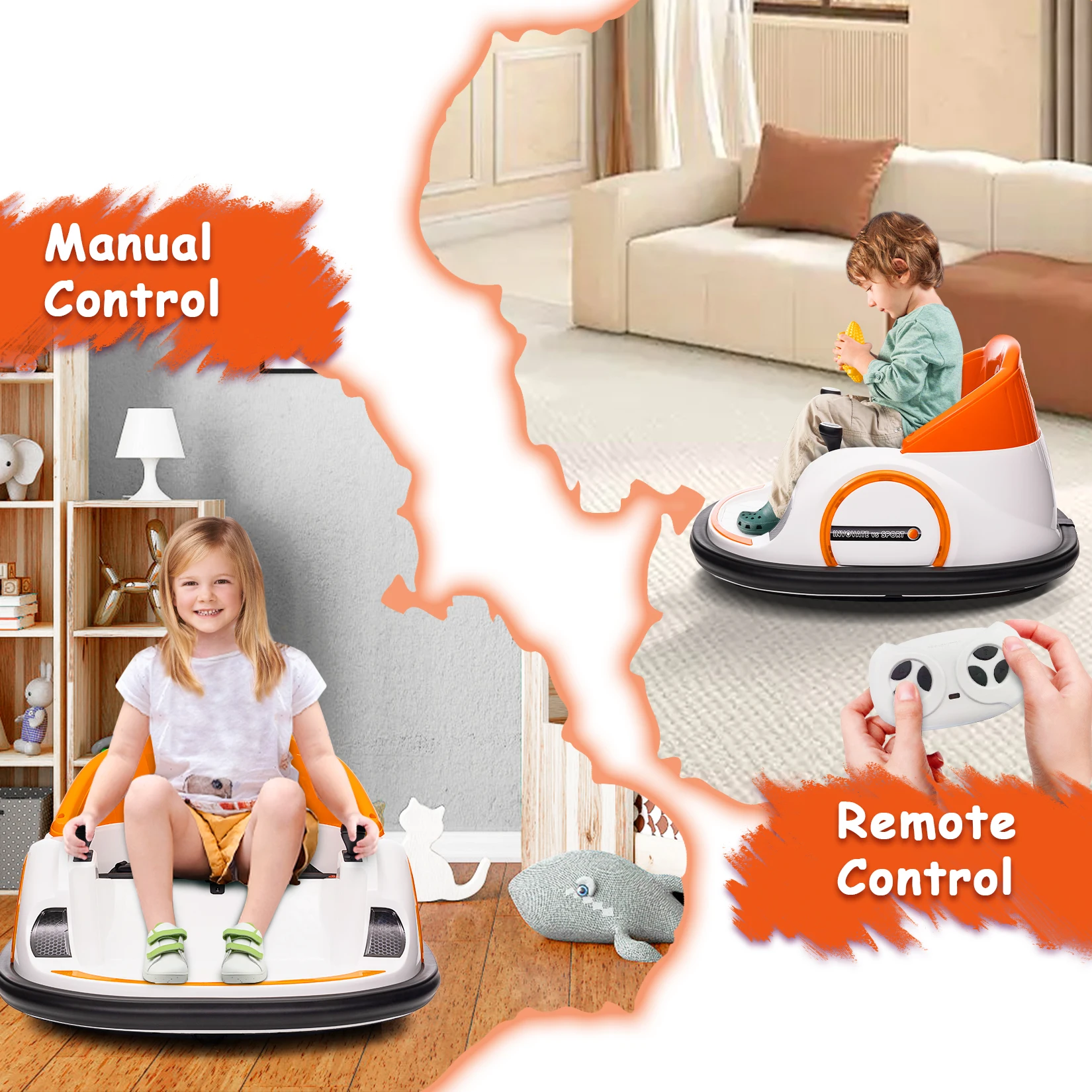 12V Ride On Bumper Car for Kids Ride on Toy Gifts Toddlers Electric Bumping Car with Remote Control, Battery Display, LED Lights