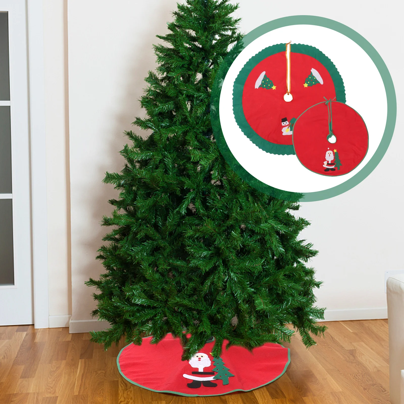 

2Pcs Christmas Tree Skirt Red Xmas Round Tree Skirt Mat Holiday Decoration for Xmas Party Home Office Garden Mall