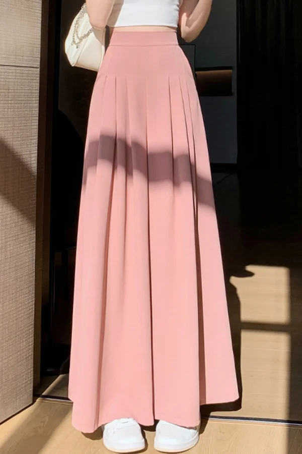 

Summer Keep Slim Pregnant Women Wear Ice Silk Pants Wide Leg Pants Thin Wear Loose Pleated Pregnant Women Nine Points C304