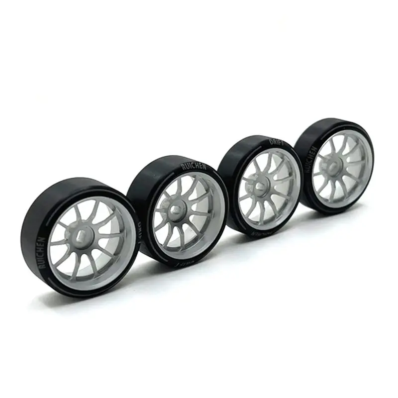 A63T-8Pcs Hard Plastic Drift Tire Tyre Metal Wheel Rim For Wltoys 284131 K969 K989 P929 Mini-Z 1/28 RC Car Upgrades Parts,2