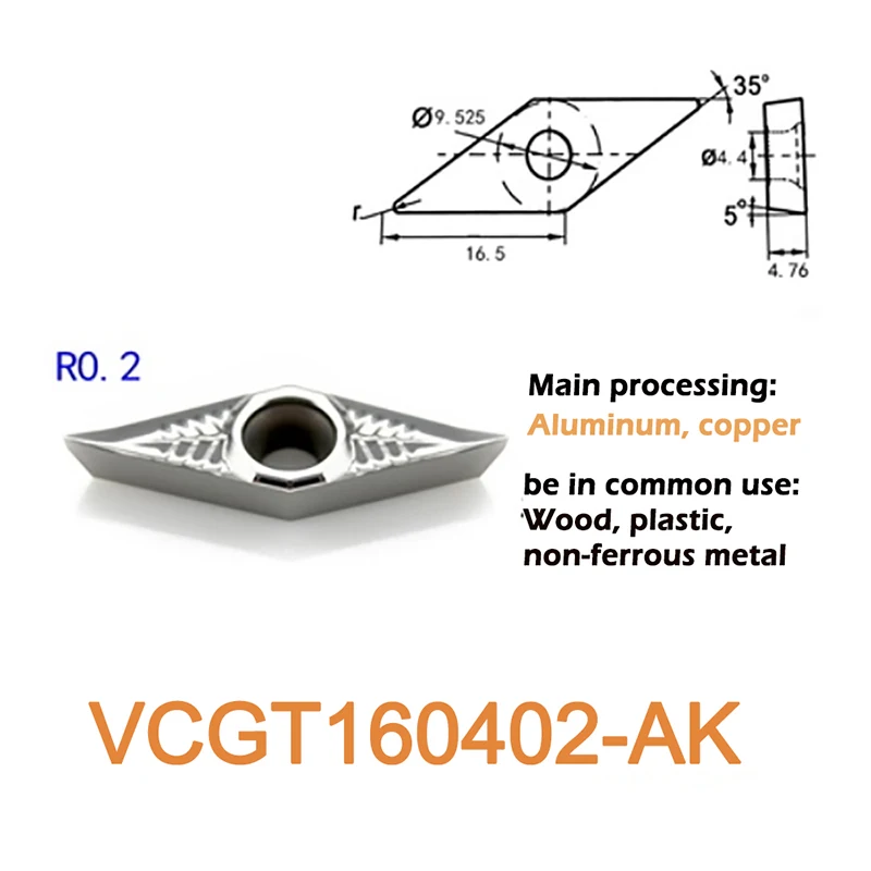 عالية الجودة VCGT160402 VCGT160404 VCGT160408 AK H01 الداخلية تحول أداة الألومنيوم إدراج آلة خرط تعمل بالتحكم الرقمي بواسطة الحاسوب أدوات VCGT القاطع شفرة