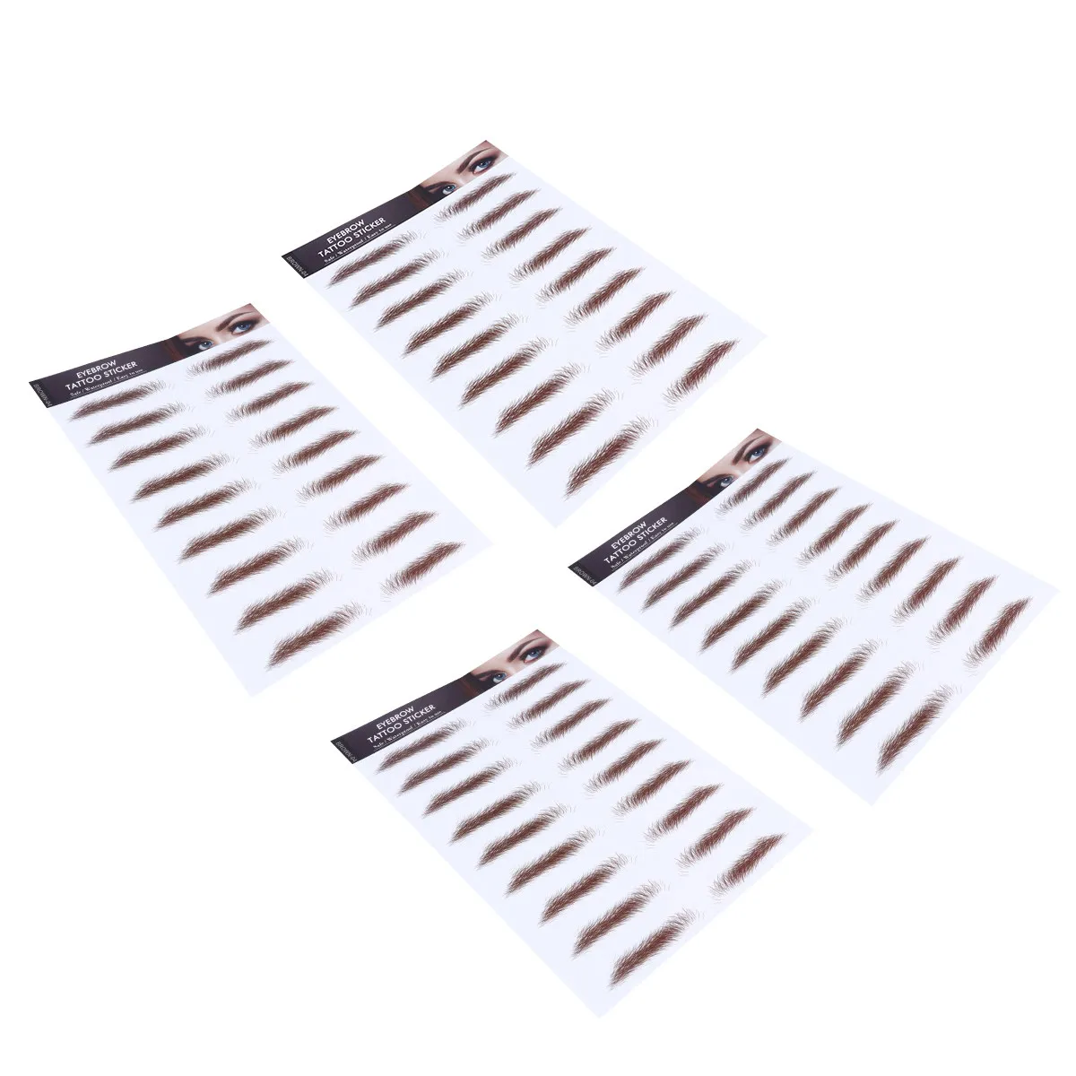 4Pcs Water Transfer Eyebrow Stickers 6D Hair-Like False Eyebrows Cosmetics for Women Reusable Waterproof Fade-Resistant Eyebrow