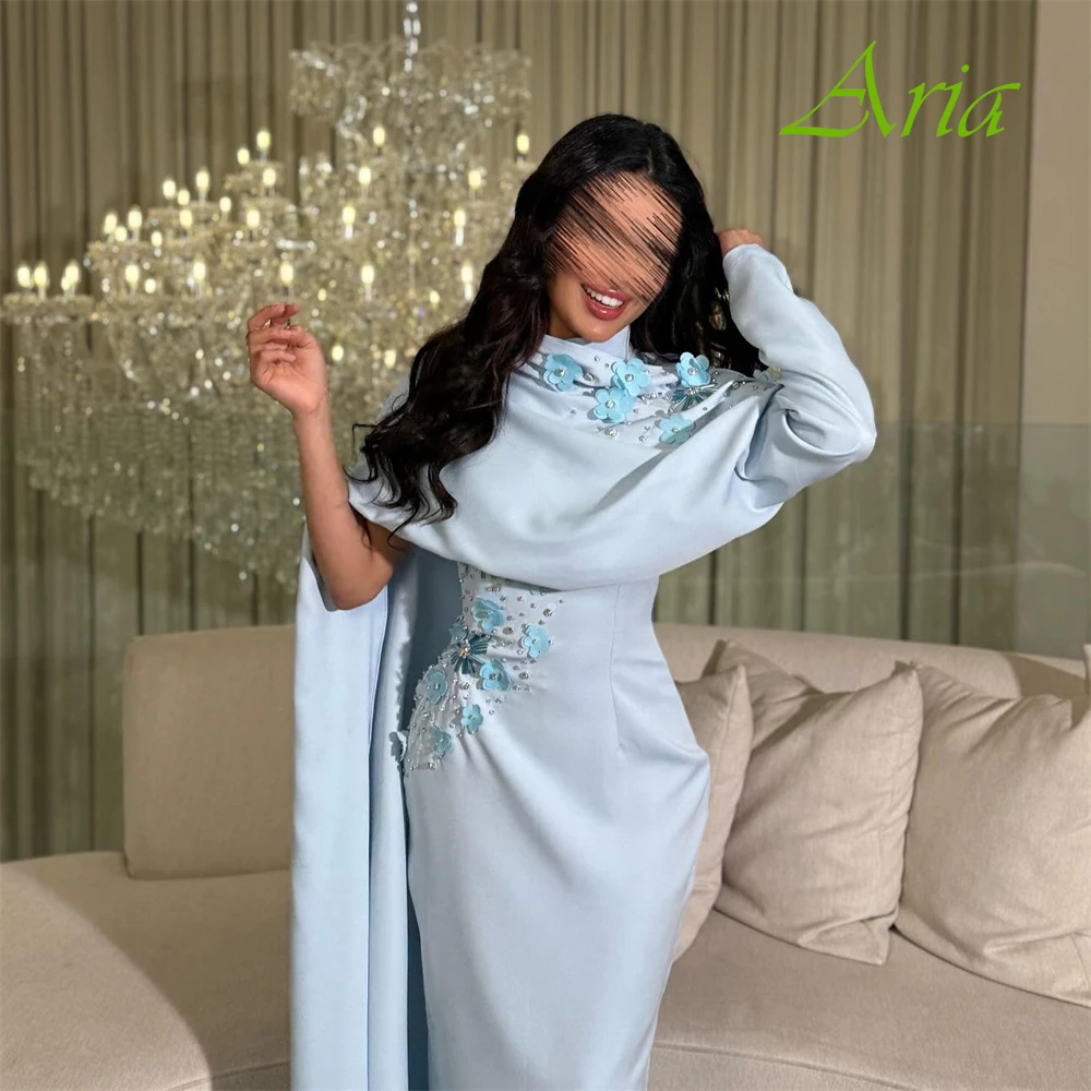 Abito da sera personalizzato con maniche lunghe girocollo squisito Abiti da ballo in raso di alta qualità Abiti da festa da sposa con temperamento