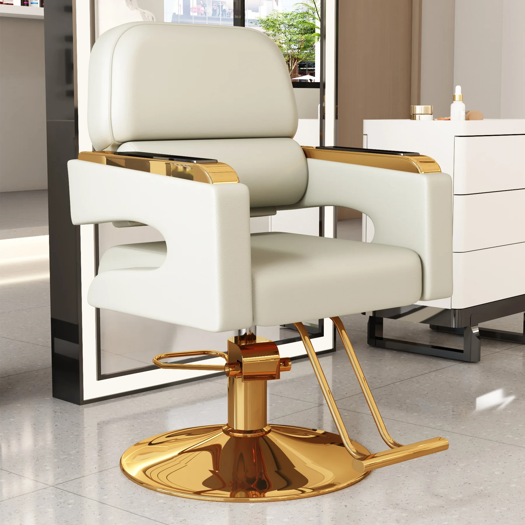 كراسي حلاقة تجميلية إبداعية فاخرة على الطراز الحديث كراسي صالون بسيطة موفرة للمساحة أثاث صالون Friseurstuhl الإيطالي