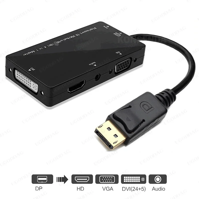 Displayport DP Male to DVI HDMI-Compatible VGA 3.5mm Audio Female Adapter Display Port Cable Converter For Computer Projector TV