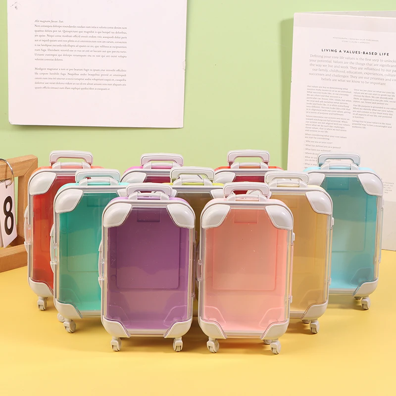 【1Pc Simulation Mini Trolley Cases False Eyelashes Makeup Carrying Suitcase ABS Small Toiletry Box Women Travel Gift Box】
