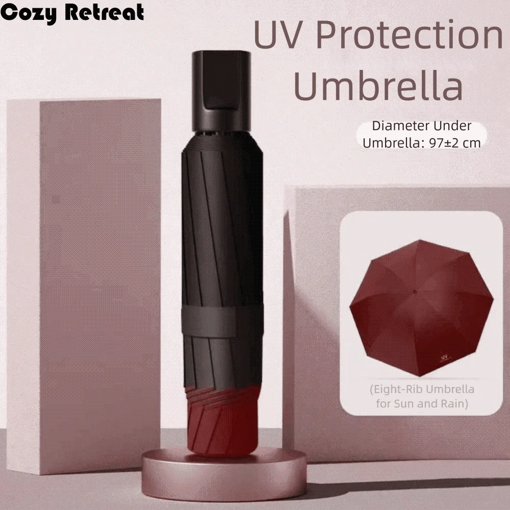

Solid Color Sunscreen Umbrella Windproof Waterproof UV Protection Umbrella Comfortable Grip Dual-use Hand Operated Parasol