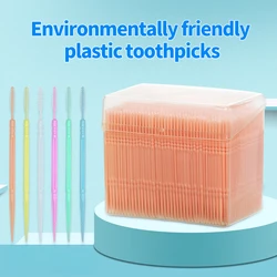 Cure-dents en plastique à double tête, bâtonnets dentaires, brosse interdentaire, fil dentaire PP, soie dentaire, soins d'hygiène buccale, 200 pièces