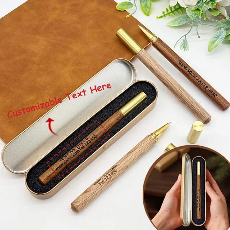 

10sets Customizable Metal Sandalwood Ballpoint Pens with Metal Boxes Ideal for Corporate Gifts Wedding And Back-to-School Gifts