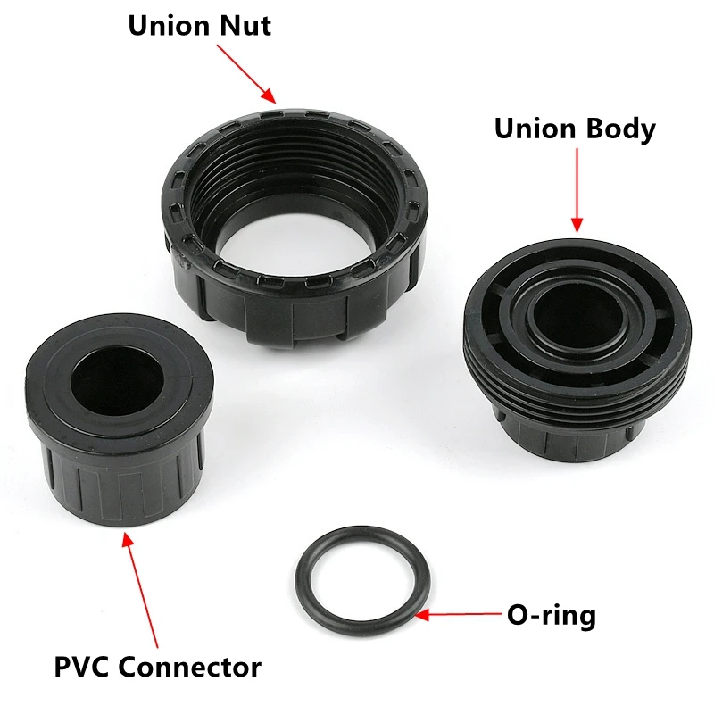 1~3PCS I.D 20~50mm PVC Black Union Connector Irrigation Garden Straight Accessories Aquarium Fish Tank Water Pipe Equal Fittings