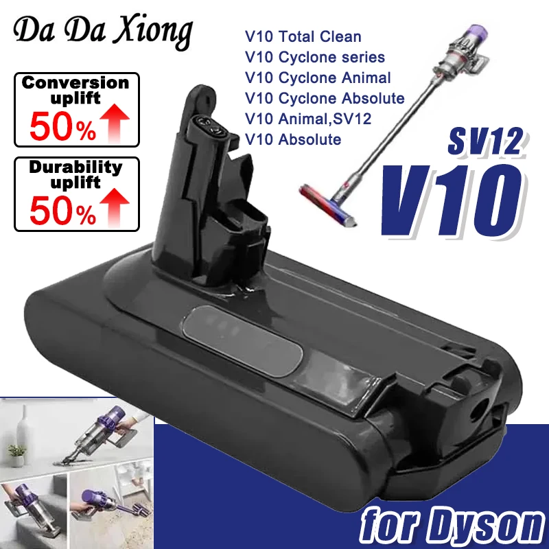 Batterie pour aspirateur Dyson V10 12800mAh 25.2V, batterie pour aspirateur Dyson SV12 Absolute Animal Li-ion, batterie rechargeable SV12