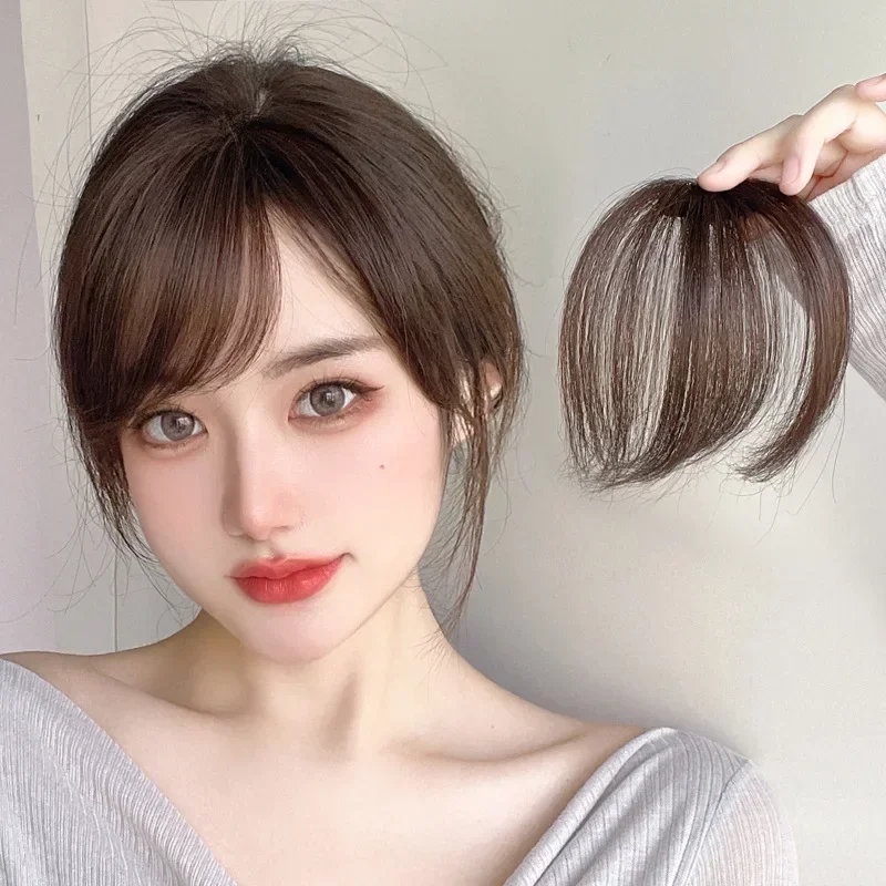 Women Fake Air Bangs Synthetic Hair Fake Fringe Girls Natural False Hairpiece Styling Korean Hair Clip-In Extension Bangs Tools