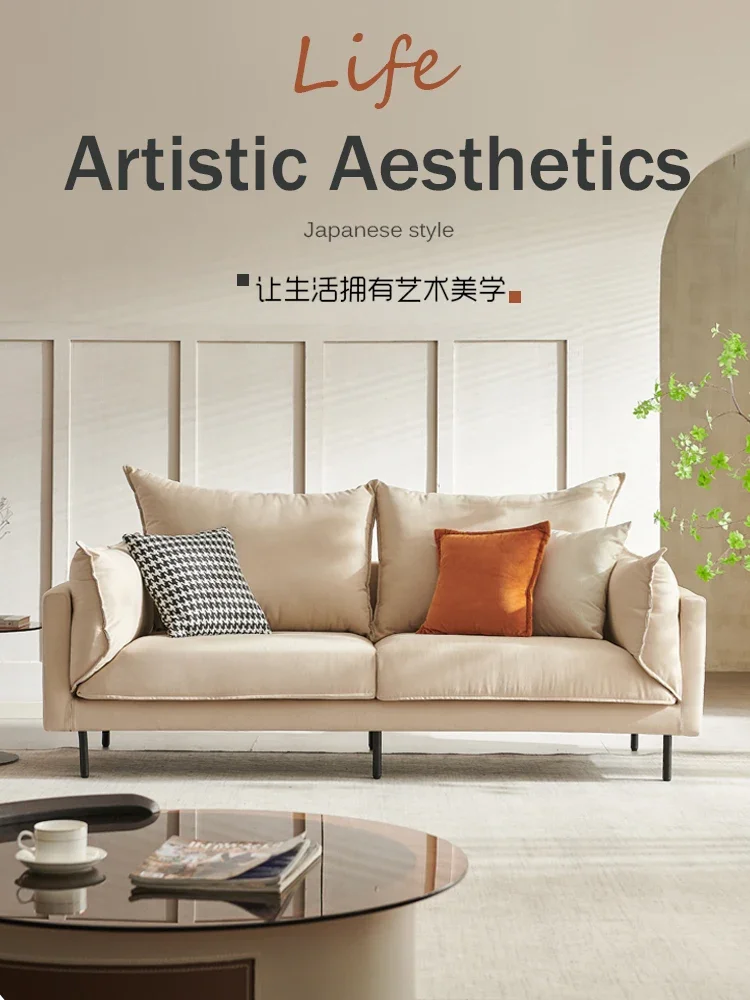 

Three-person sofa small apartment Nordic simple modern homestay double fabric small sofa