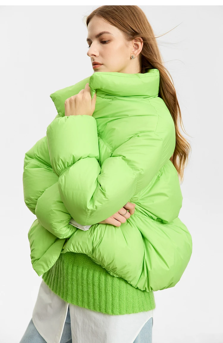 AMII Minimalist Women's Winter Down Jacket Zipper Button Warm Short Overcoats 2025 Winter New Female Solid Down Jacket 12344053