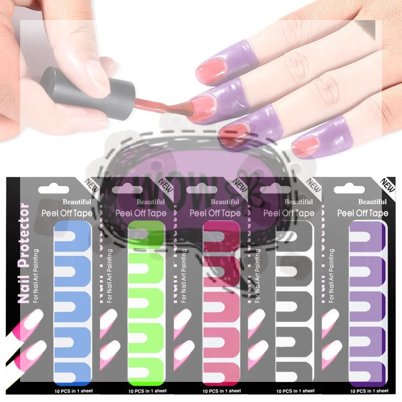 

【HBA】10pcs U-shape Spill-proof Anti-overflow Nail Polish Paint Varnish Peel Off Tape Finger Cover Nail Protector Stickers