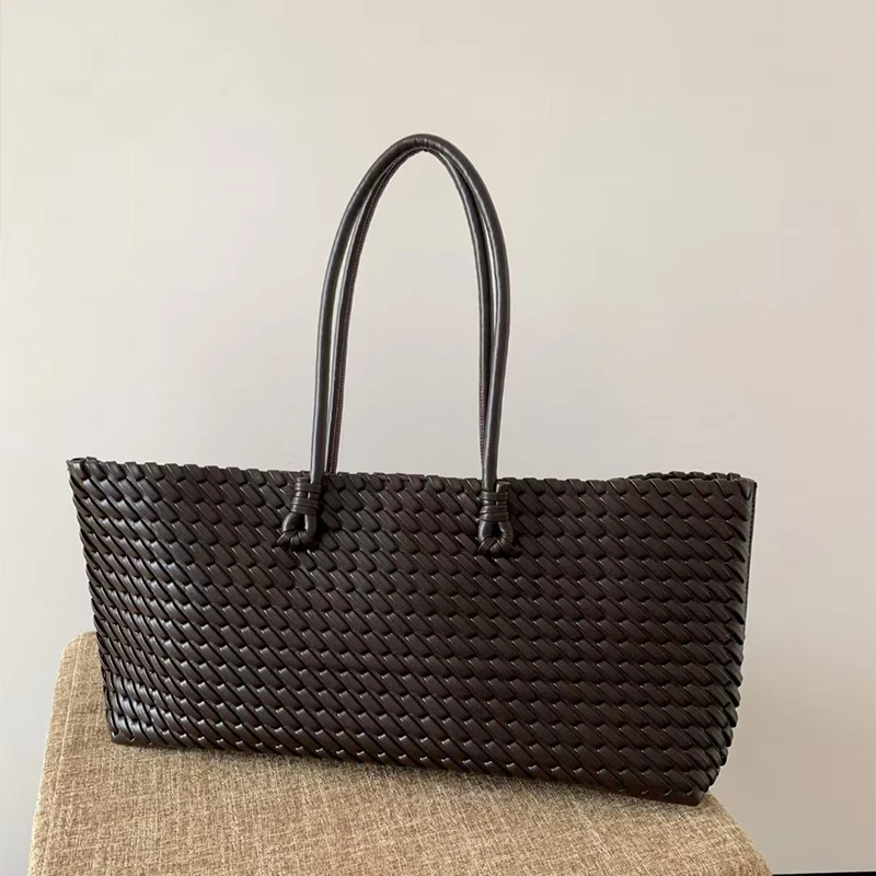 

Luxury Shoulder Bag Brand Exquisite Woven Shopping Bag Stylish Simple Large Capacity Top Handle Handbag Women Commuter Tote Bag