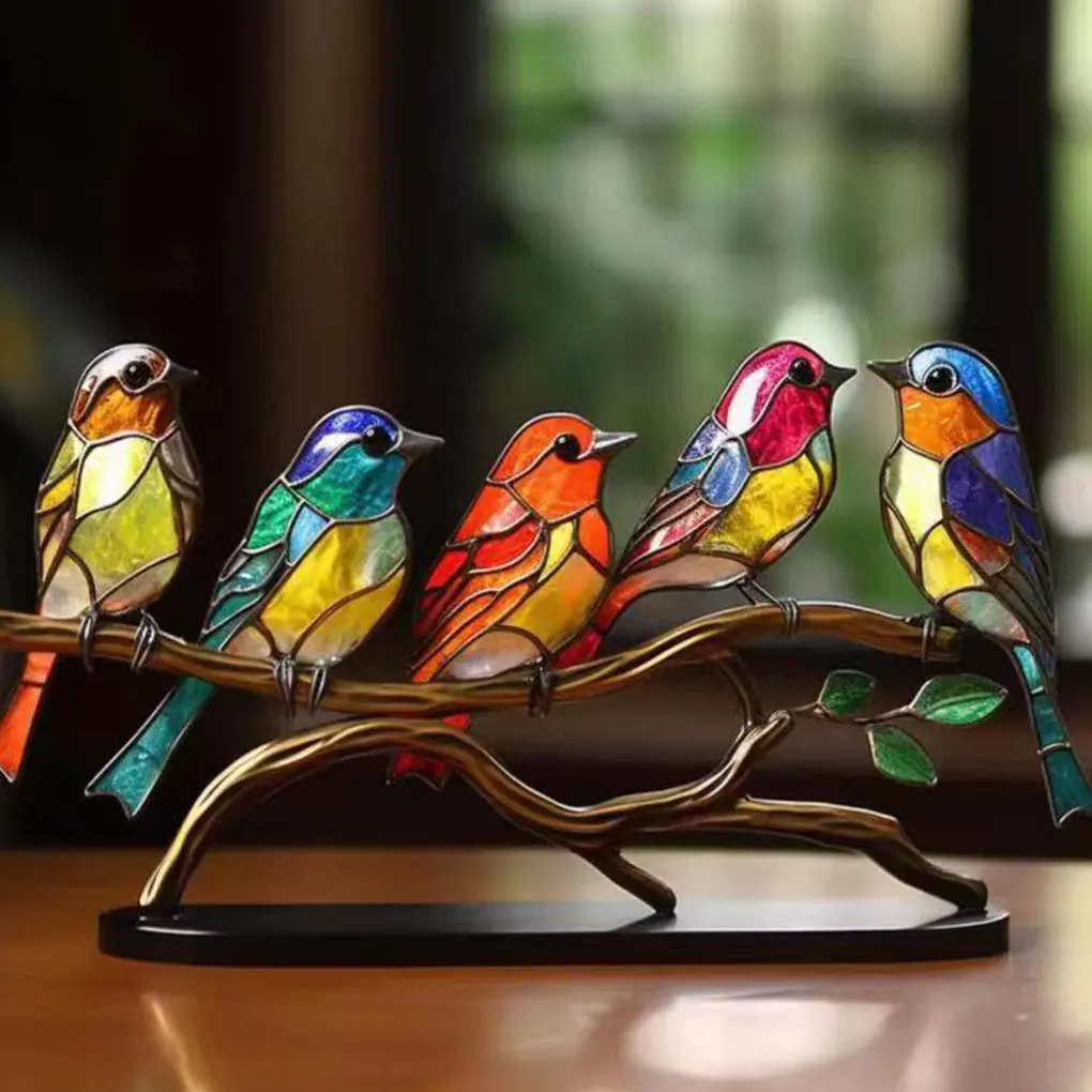 Desktop Birds Sculpture Gift Choice For Bird Lovers Exquisite Birds On Branch Desktop Ornaments 3 Birds