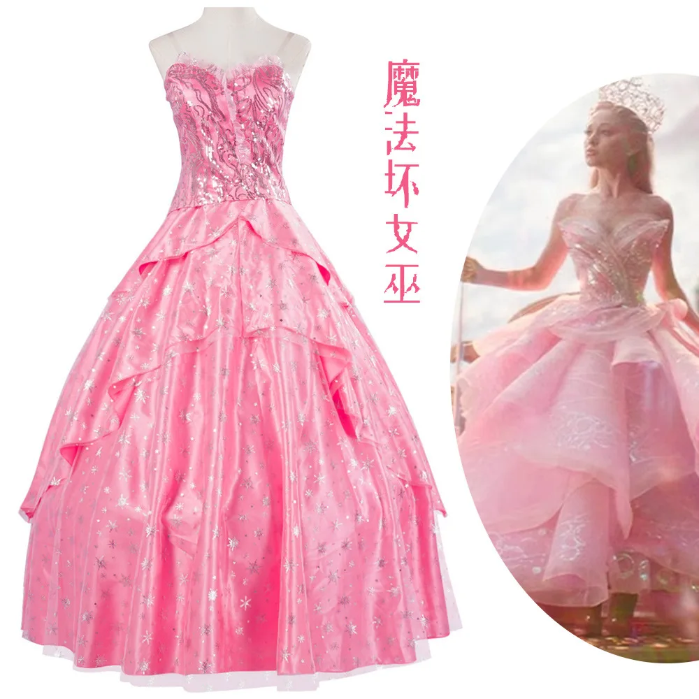 Bruja mágica Cos Glinda Hada Rosa falda de gasa con lentejuelas disfraz de Cosplay disfraz de Navidad Cos