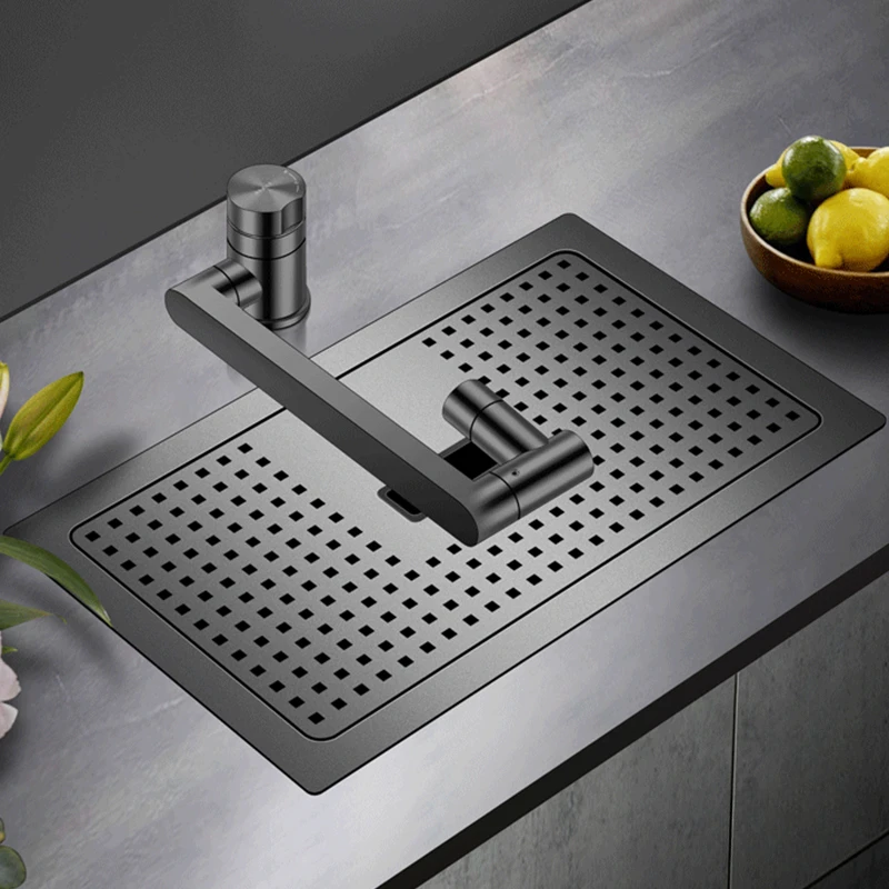 Small Size Single Hidden Cover Kitchen Sink 304 Stainless Steel 4mm Panel Handmade Nanometer Bar Counter Island Mini Sinks