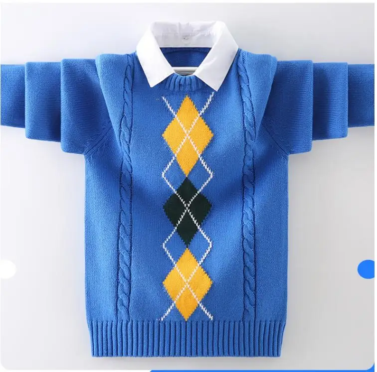 Boy\'s sweater with two shirt collars