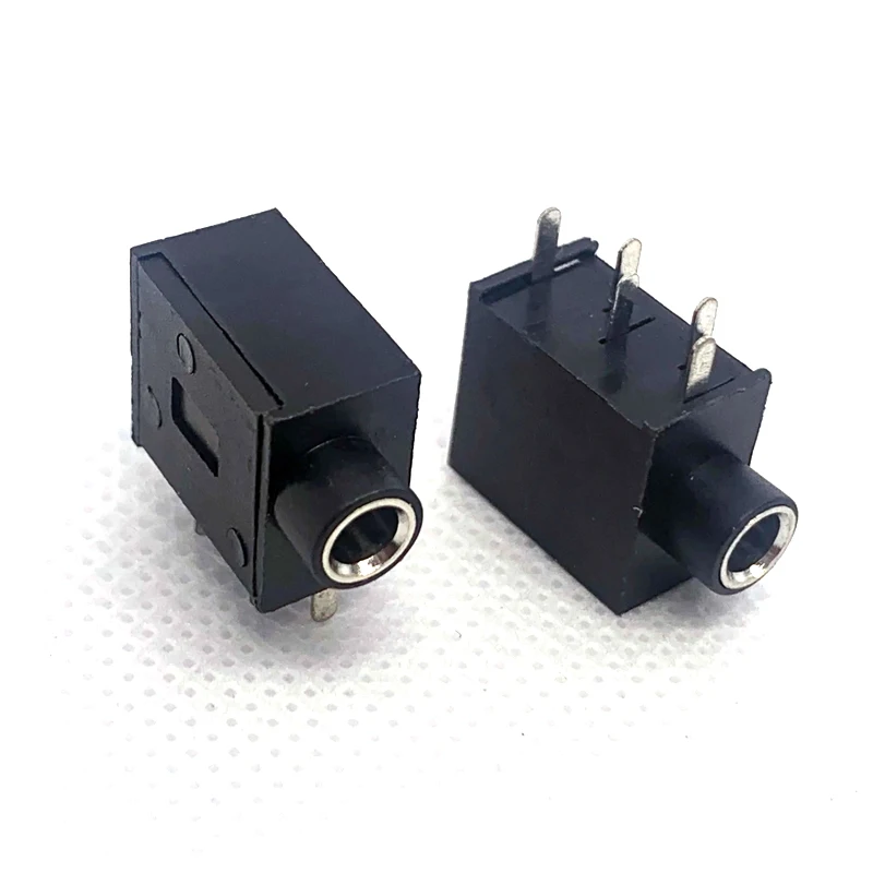 10pcs 3.5mm Audio Jack Black PJ325M Inner Copper Sleeve Horizontal PJ-325C 5Pin Plug-in DIP Stereo Headphone Connector with Nut
