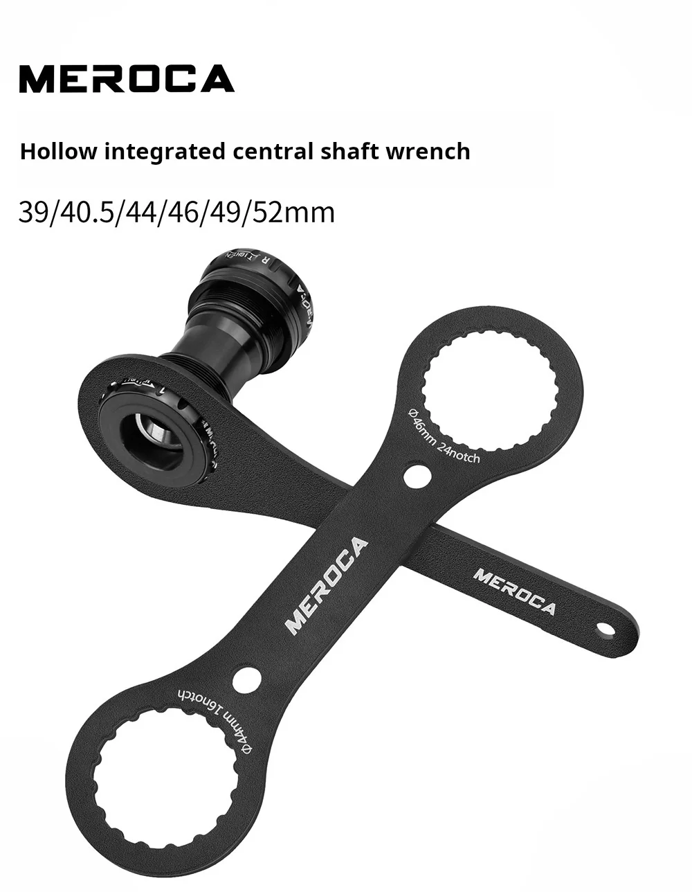 MEROCA Fahrrad-Innenlager-Schlüssel 44/46/39/40,5/49/52mm 16/24 Notch T47 Notch für IXF GXP Montage Reparatur Fahrradwerkzeug – Detail 1
