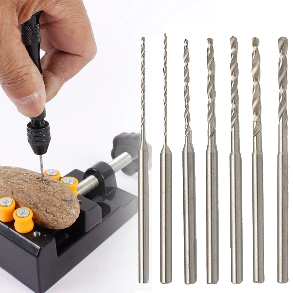 

7pc 0.8-2.0mm Straight Handle Drill Bit Woodworking Hss Drill Bit For Wood Plastic Rubber Model Drilling Hole Tool Set