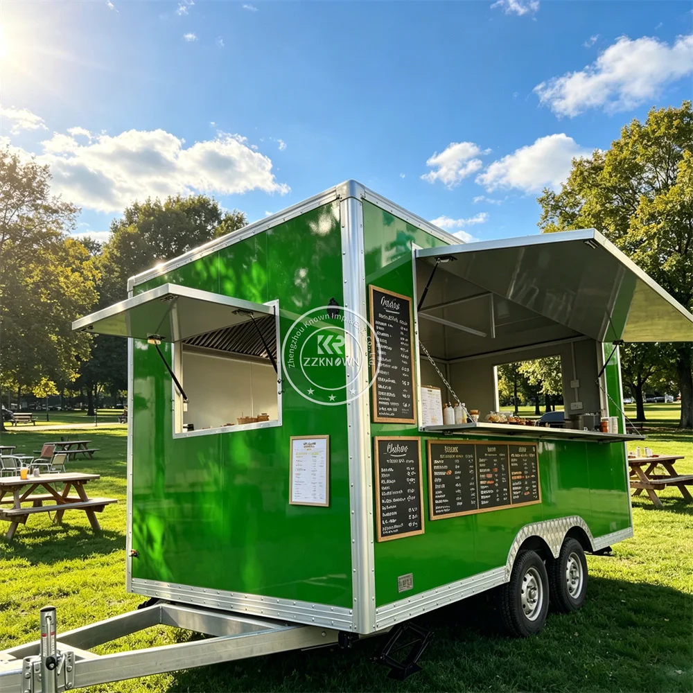 

Commercial Mobile Kitchen Trailer Hot Dog Ice Cream Cart Concession Food Trailer Street Fast Food Truck Fully Equipped
