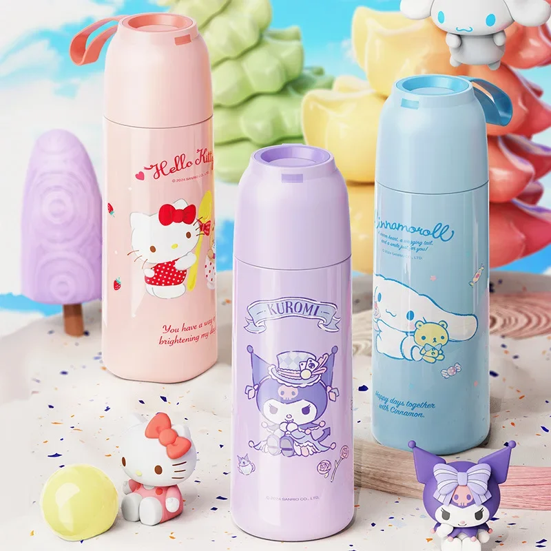 Sanrio Kuromi Thermos Bottiglia Tazza d\'acqua per bambini e studenti a scuola Bollitore in acciaio inossidabile 460ml Ragazza Hello Kitty Anime