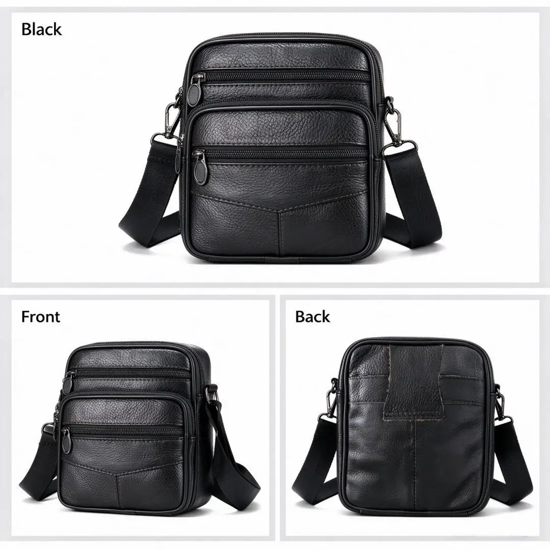 Echte Leder Vintage Messenger Bag für Herren, hochwertige Schulter-Umhängetasche mit mehreren Fächern, verstellbarem Riemen, für Business, Freizeit und Reisen – Detail 5
