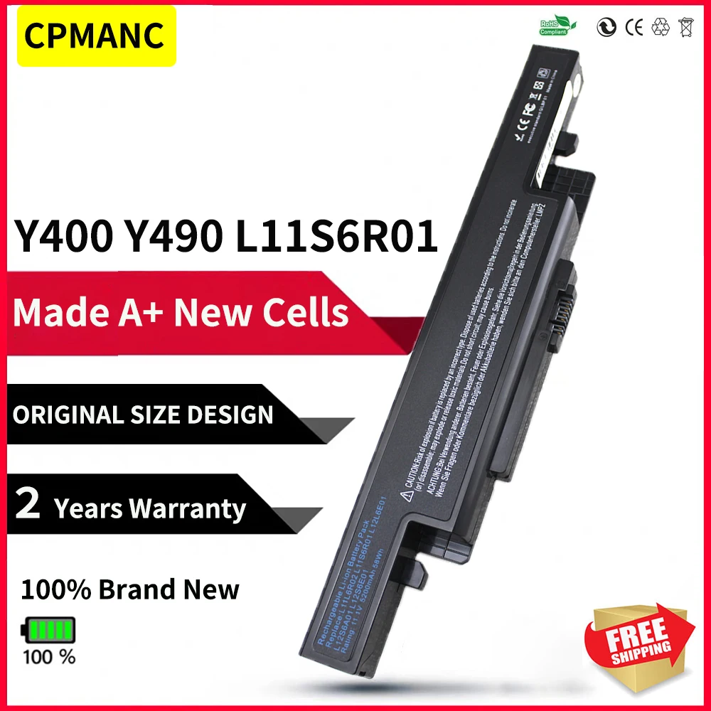 

CPMANC Y410P New laptop Battery L11S6R01 L12S6E01 For LENOVO Y490 Y490A Y490P Y400 Y400N Y500 Y500N Y410