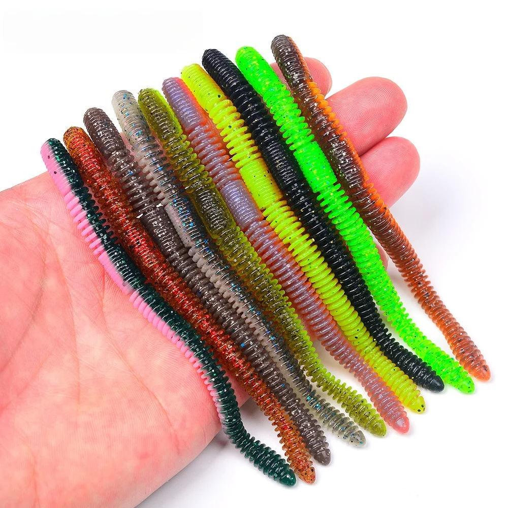 Set de 10 señuelos de plomo que se hunden, 12cm, 3.6g, señuelo blando de silicona tipo gusano, señuelo de natación tipo Wiggler Wobbler