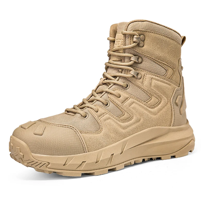 Men's High-Top Outdoor Hiking Shoes Rubber Sole Mountaineering Shoes Suitable for Camping Walking Casual Outdoor Boots