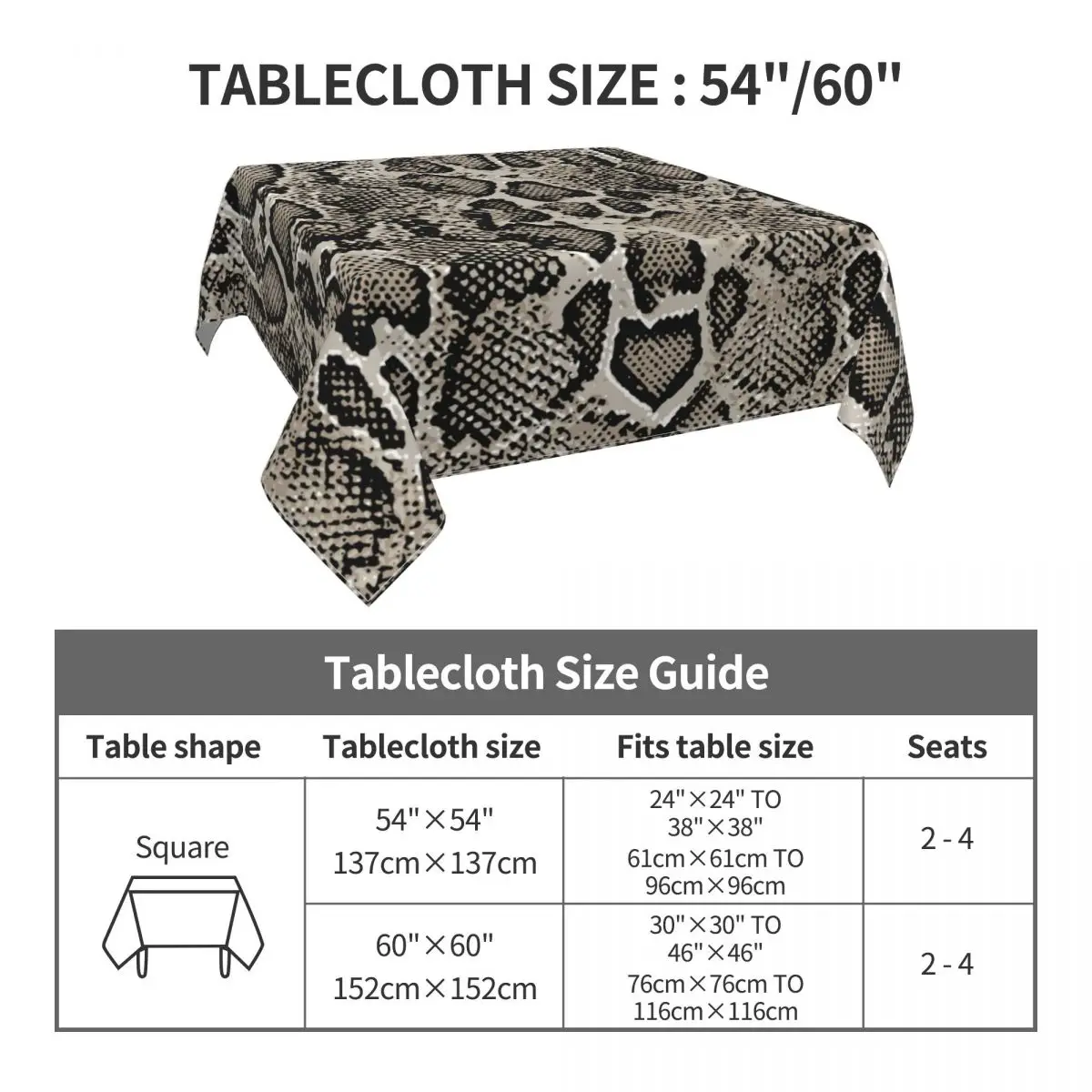 Python Snakeskin Tablecloth Animal Print Funny Table Cloth For Living Room Dining Table Cover Waterproof Table Decoration