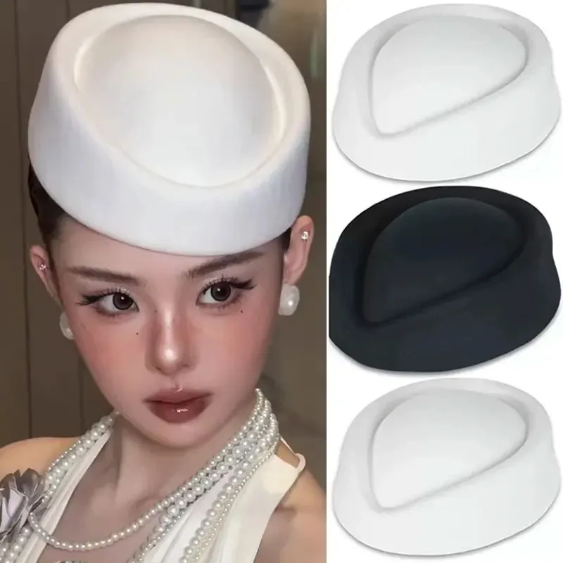 French Hepburn Style Wool Hat Women High End Flight Attendant Beret Fashion Retro Top Medicine Box Hats Female Autumn Winter New
