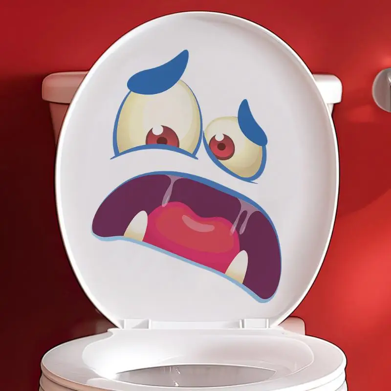 Autocollants de toilette à expression amusante qui brillent dans le noir, autocollants en PVC auto-adhésifs amovibles et imperméables, décoration murale pour salle de bain
